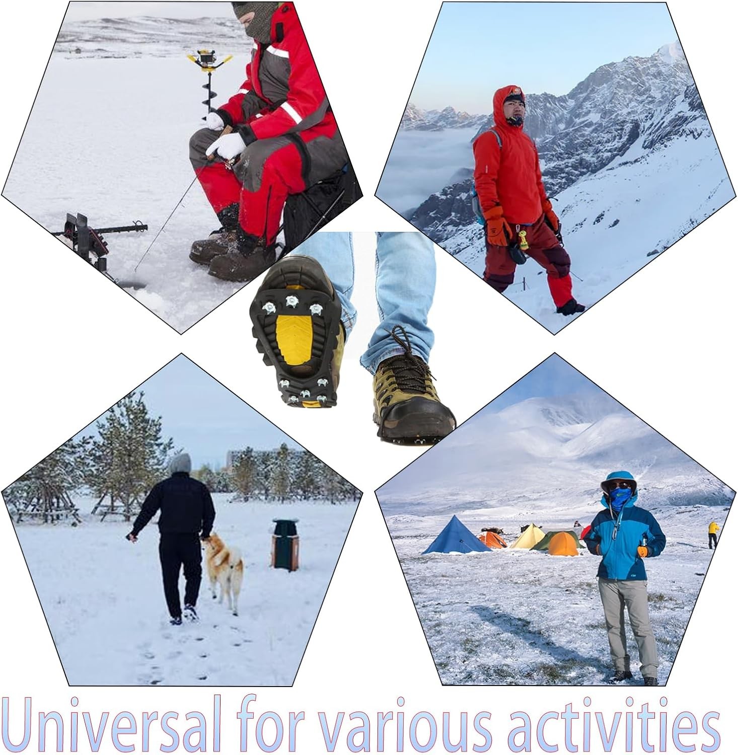 1-2 Pairs Non Slip Gripper Spikes for Shoes Ice Black-2 pairs-M+L, Black-8 