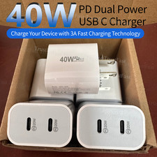 Dual Type USB C Adapter For iPhone Air iPad Samsung PD 40W Fast Charger Cube Lot