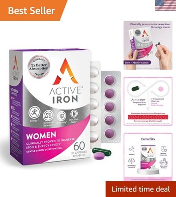 Supplement 25mg + Multivitamin for Women, Clinically Proven to Increase Iron ...