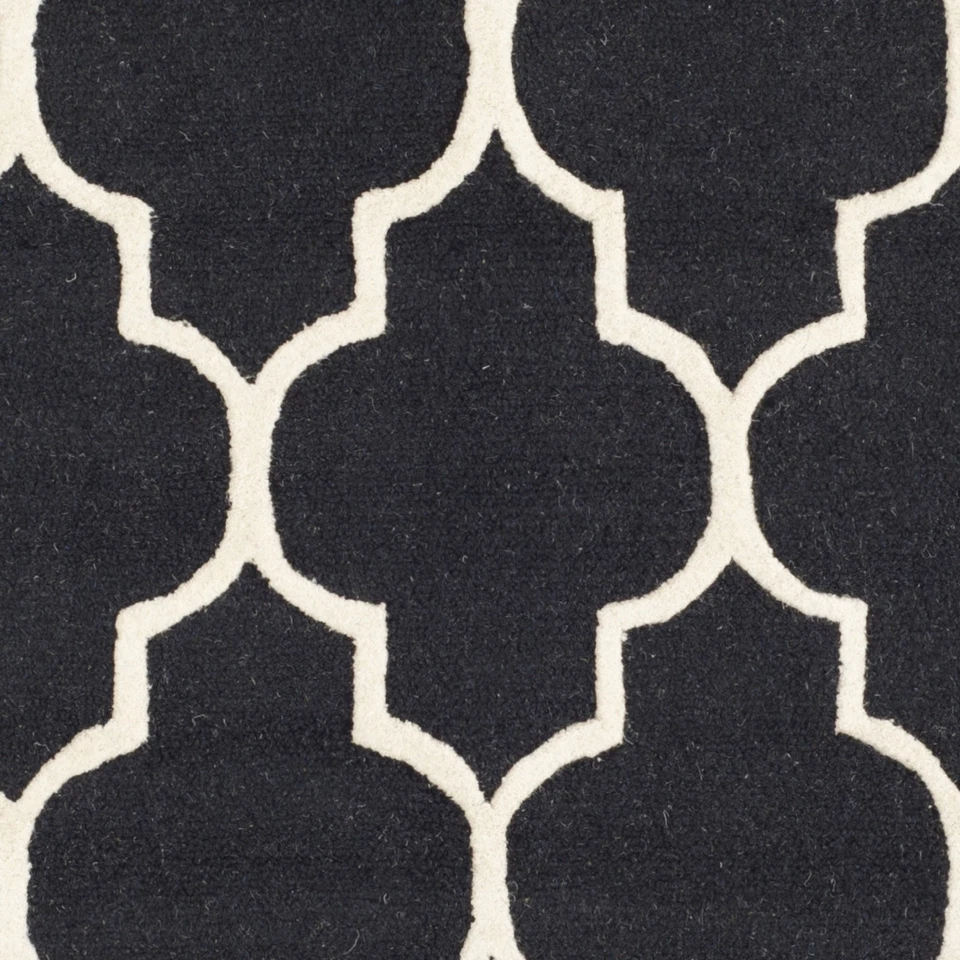 Cambridge Collection Area Rug - 6' Square, Black & Ivory, Handmade Moroccan T... - Image 4 of 4