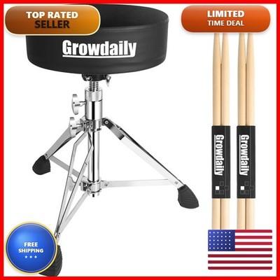 GrowDaily Drum Throne Seat Adjustable Thick Padded Stool with 2Pacs 5A