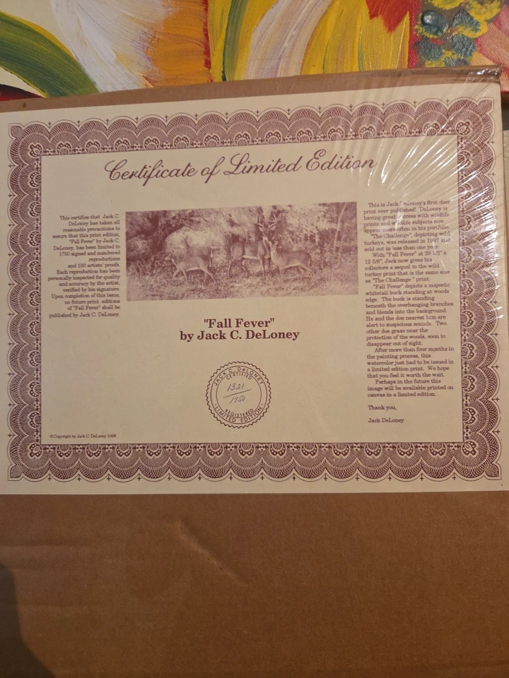 Impresión firmada por Jack Deloney 1321/1750 "Fiebre de caída" Foto 3 de 4