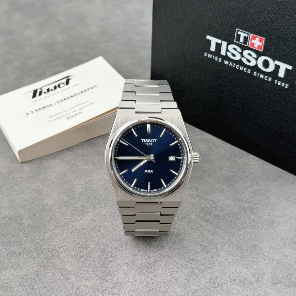 TISSOT PRX 40MM STAINLESS STEEL BLUE DIAL MEN'S WATCH T137.410.11.041.00 - Image 2 of 4
