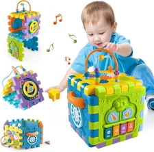 Activity Cube - Baby Toys 6-12 Months, Music & Light Up, Montessori Toys for 1-3