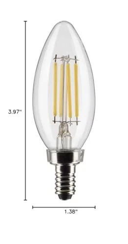  S21820 4 Watt B11 LED Bulb, Clear, Candelabra Base, 3000K, 350 Lumens, 120  - Picture 5 of 5