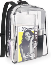 Clear Backpack for School 16 Inch Transparent Clear Bookbag College Work