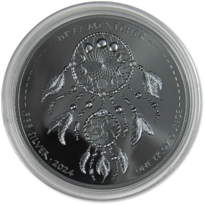 #ad 2024 Oglala Lakota Sioux Dreamcatcher 1 oz Silver Black Proof $1 COA $114.99