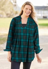 Woman Within Plus Size Flannel Tunic With Layered Look