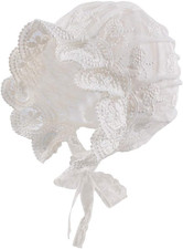 Baby Girl Bonnet Eyelet Lace Cotton Christening Bonnet Toddler Handmade Beanie S