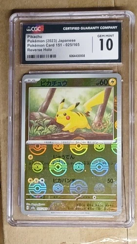 Pokémon TCG Pikachu 025/165 Card 151 Japanese Reverse Holo CGC 10 2023