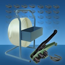 35 mm Umreifung-Set gewebt, Abroller Umreifungsgerät Umreifungsband Drahtklemmen