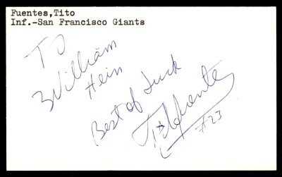 Tito Fuentes Baseball Signed Index Card Auto Autograph (no COA) *e2
