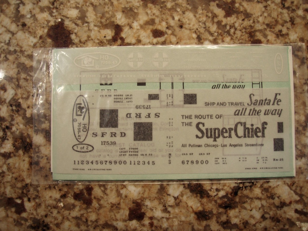 Santa Fe ATSF Super Chief Refrigerator Car HO Dry Transfer Clover