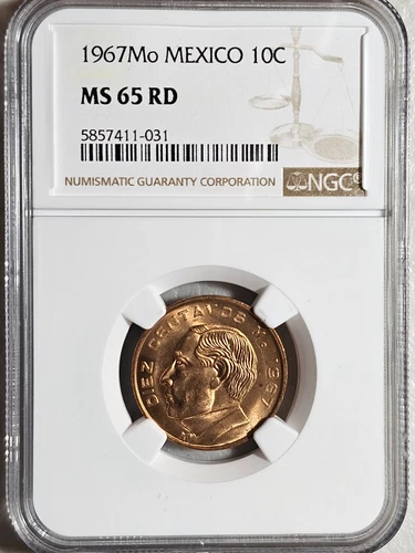 Mexico 10 Centavos 1967Mo NGC MS 65 RD