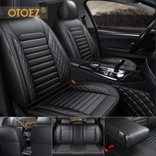 Universal Full Set Car 5 Seat Cover Waterproof PU Leather w/ Back Storage Bag