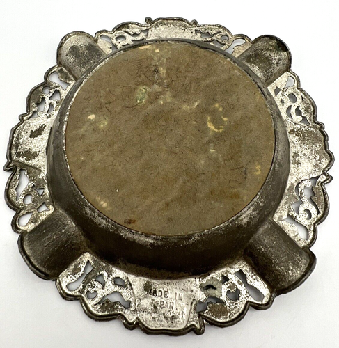 Cenicero de recuerdo vintage enchapado en plata de Nueva York hecho en Japón de 5" de diámetro - Imagen 4 de 6