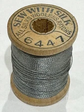 VTG Silk Thread BELDING HEMINWAY Steel Blue Grey Fly Fishing Tying Sewing 6447