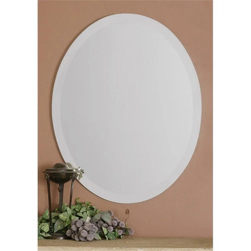 Uttermost Frameless Traditional Beveled Vanity Glass Oval Mirror in Silver - Picture 3 of 4