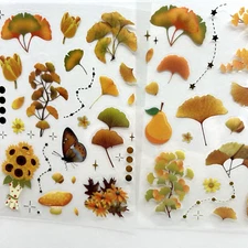 Yellow Fall Leaves Stickers 8 Sheets Junk Journal Collage Scrapbook Cardmaking