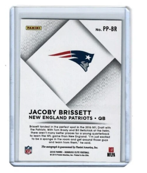 2016 Donruss Elite Pen Pals Jacoby Brissett RC on card auto Patriots Gators - Image 2 of 2