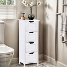 Bathroom Floor Cabinet with 4 Drawers Home Freestanding Storage Cabinet White