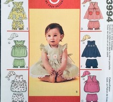 MCCALL 3994 TOPS & PANTIES & HAT EASY PATTERN 6 LOOKS INFANT 13 - 24LBS FF UNCUT
