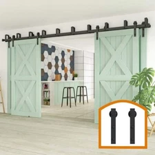 CCJH 4FT-20FT Bypass Sliding Barn Door Hardware Track Kit For 4 Wood Door,Closet