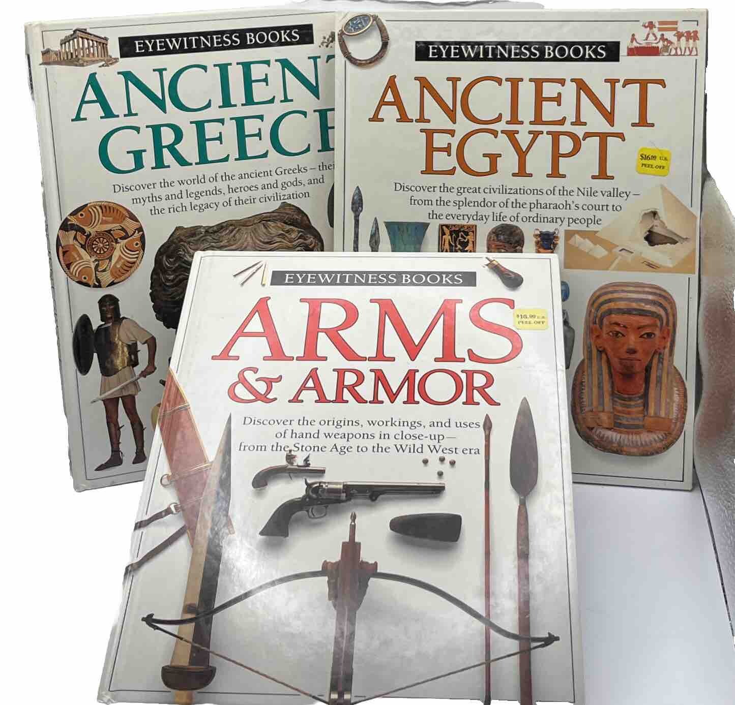 LOT OF 3 Eyewitness Books Arms & Armor, Ancient Egypt, Ancient Greece