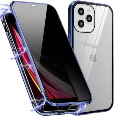 For iPhone 16 Pro Max 15 14 13 12 11 Anti Peep Magnetic Case Double Glass Cover