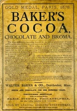 Antique Baker's Cocoa Chocolate & Broma Walter Baker Co. Print Ad 1880s  *P4