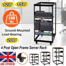 12U/15U/20U 4 Post Open Frame Server Rack Network Enclosure Office Network Cart