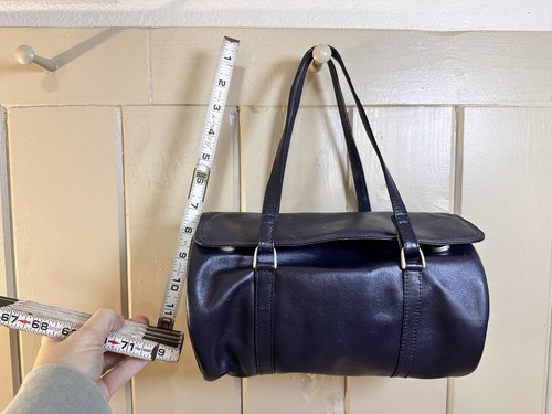 Vintage Dizengoff Barrel Dark Navy Bag Purse Shoulder Crossbody Leather Duffel - Picture 8 of 11