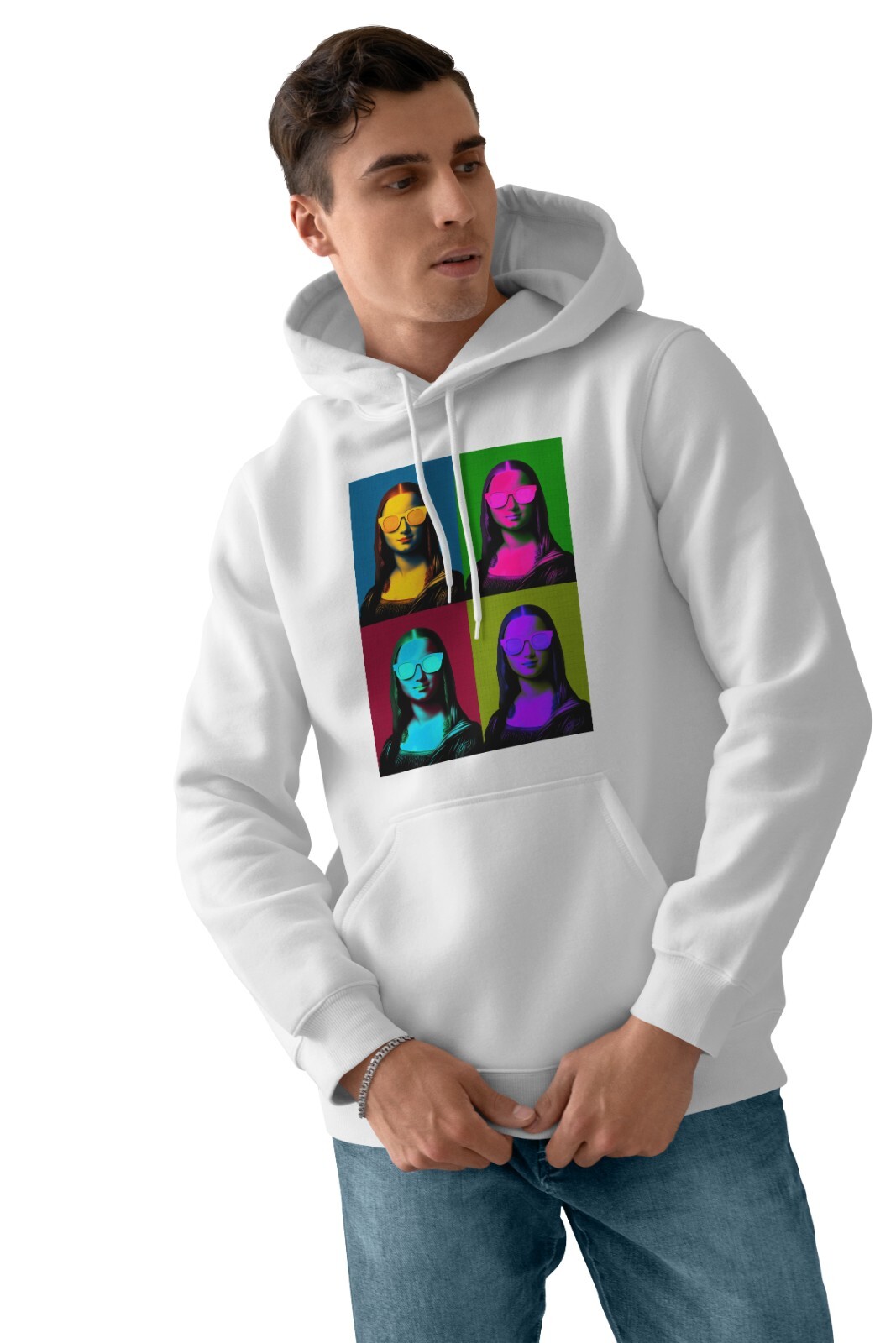Mona Lisa Hoodie Parody Pop Art Joke Funny Gift Hooded Sweat Da Vinci  Warhol | eBay