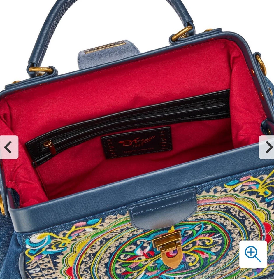 Cartera de médico Sharif Legacy de cuero jaspeado bordado en 3D Foto 3 de 4