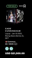 NBA Top Shot Cade Cunningham Rookie Jersey Number 2 NFT