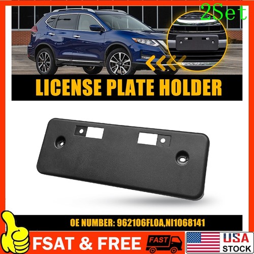 For 17-20 Rogue Nissan Front Bumper License Frame Plate Tag Holder Bracket 2Set