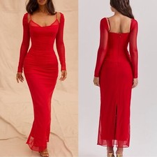 House of CB Katrina Lace Mesh Long Sleeve Dress (e)