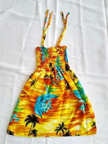 Jamaica Kids Dress Tropical Palm Sunset Floral Holiday Cotton Sundress Cute Midi - Picture 5 of 20