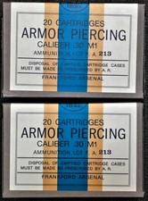 FRANKFORD PRE-WAR  CAL. .30  M1 ARMOR PIERCING NEW REPLICA 20 ROUND AMMO BOXES