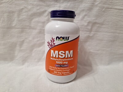 NOW FOODS MSM 1000 mg 240 Veg Capsules Exp 01 / 2029 Joint Health Factory Sealed