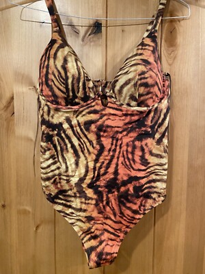 Shade Shore 1 Piece, Tiger Print, Swimsuit Size Bra 34C