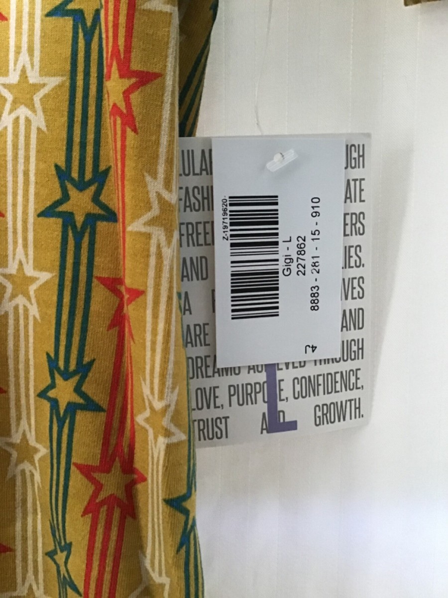 LuLaRoe Gigi Large Americana 4th of July Red Yellow Blue Stars and