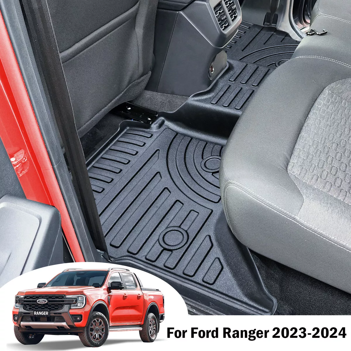 For Ford Ranger Wildtrak 2023 2024 D CAB 3D Tailored Floor Mats