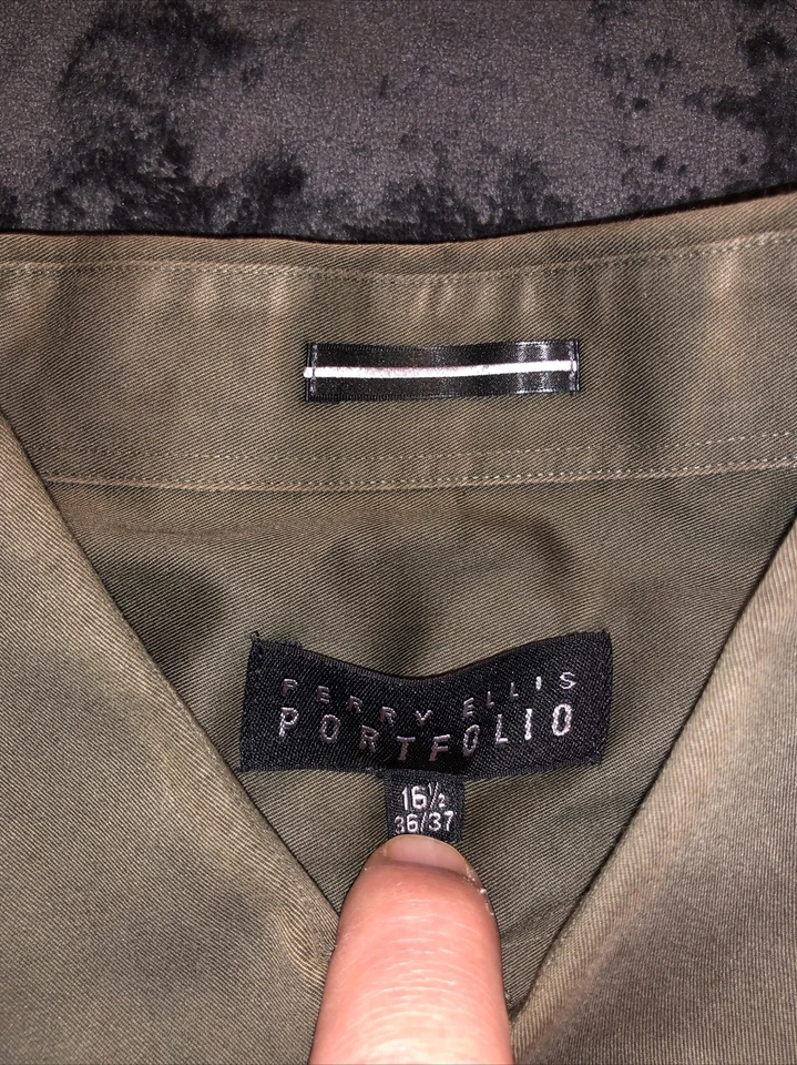 Camisa de vestir de manga larga con botones Perry Ellis Portfolio para hombre 16 1/2 36/37 Foto 2 de 4