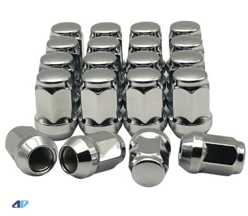 Lug Nuts Bulge Acorn Chrome 12x1.50 Chrome Set Of 20 Closed End 3/4”(19mm) Hex - Picture 1 of 21