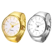 Women's Stainless Steel Elastic Stretch Band Ring Watch Quartz Finger Watches