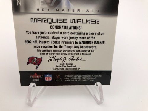 2002 MARQUISE WALKER JERSEY Fleer NFL HOT PROSPECTS Card MICHIGAN BUCCANEERS - Picture 5 of 5