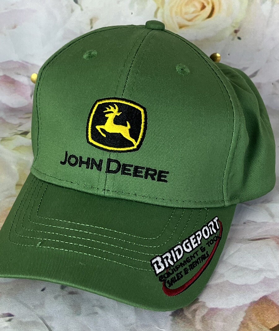 John Deere Bridgeport Equipment Baseball Hat Classic Green Strapback Embroidered