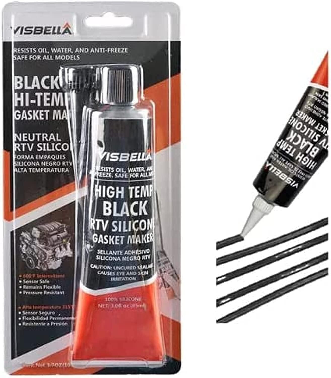 Oil Sump Engine Oil Pan RTV Silicone Hi-Temp Black Gasket Sealant   10282