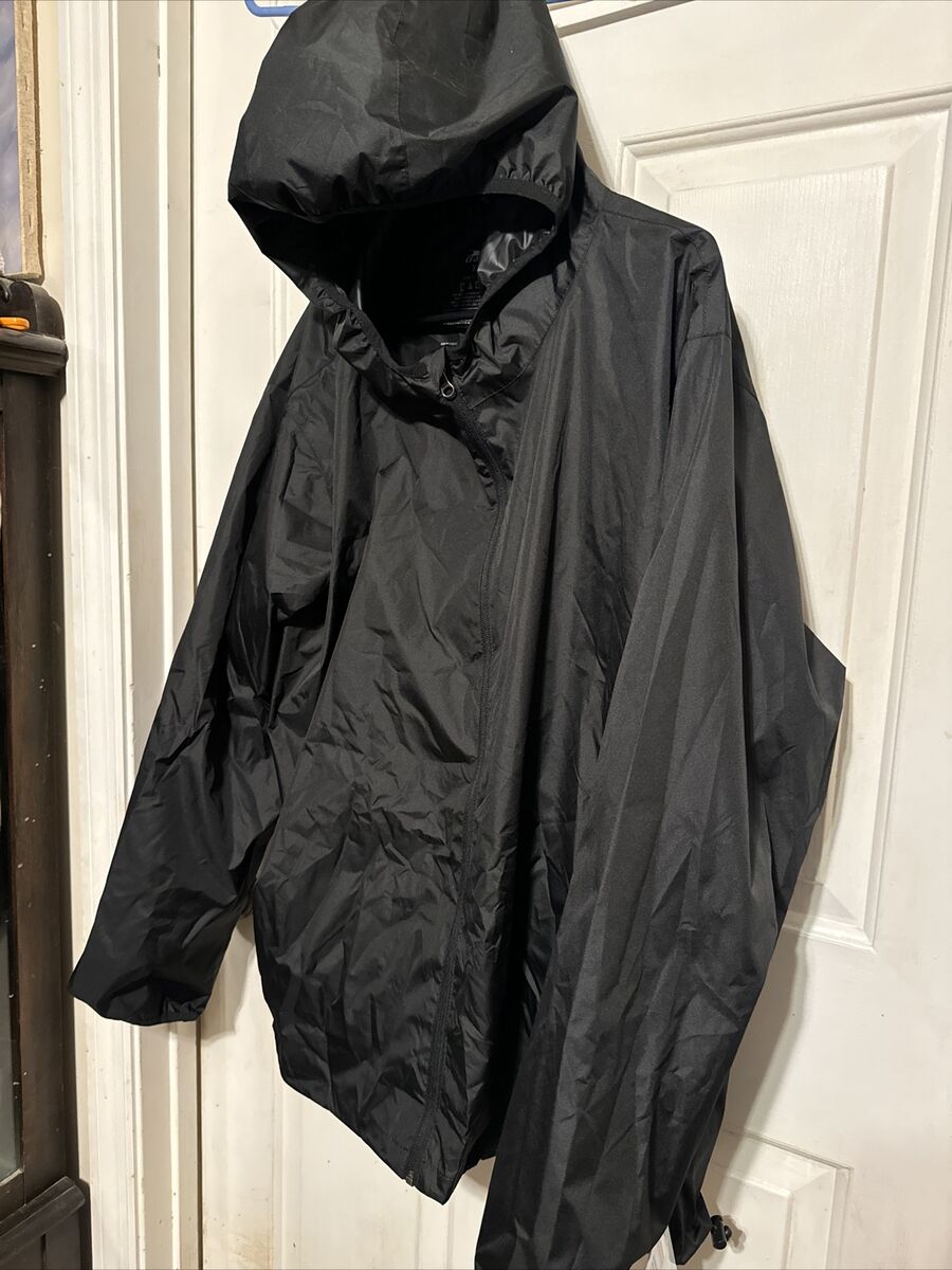 Crane Zip Rain Jacket X Large Black Pockets Draw Cord Hood Crane Zip Rain Jacket X Large Black Pockets Draw Cord Hood